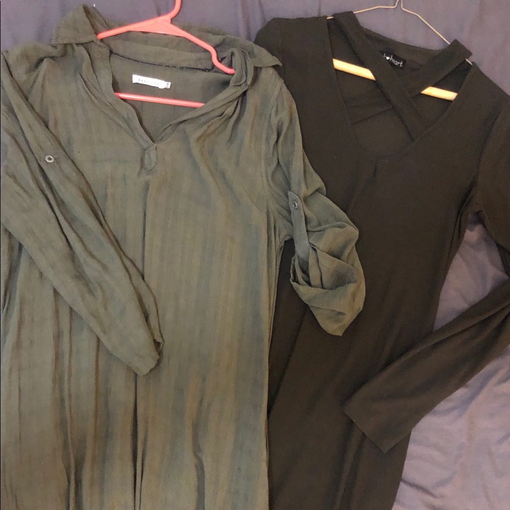 A Pair of Two Army Green Dresses